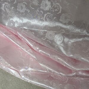 Elegant Pink brocade Floral Satin Fabric